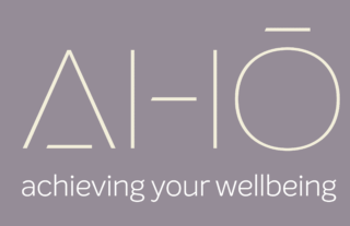 AHO logo, purple background